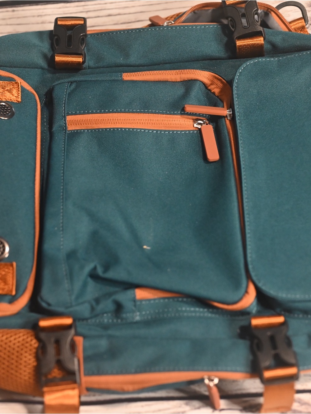 Teal and Tan Travel Backpack - Casual Everyday Bag